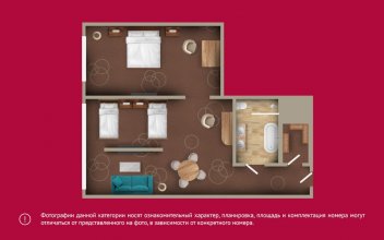 Executive Suite with a double bed, two single beds and a sofa bed: Photo 6